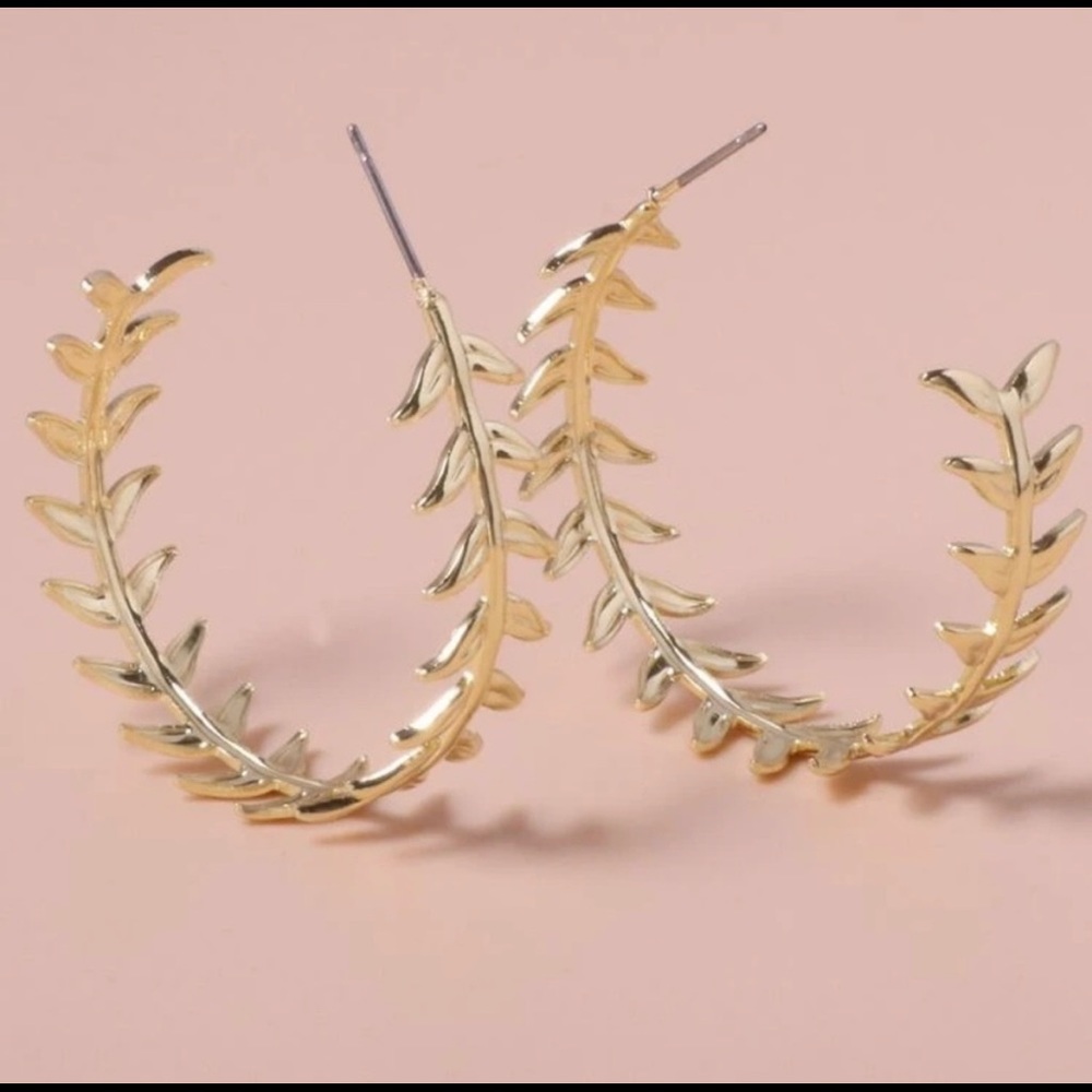 Gold Leaf Hoop Earrings
